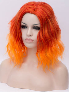 Sunset Orange Bob Wavy Regular Wig 215