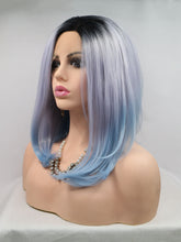 Load image into Gallery viewer, 12&quot; Rooted Ombre Pastel Blue Lace Front Wig 475