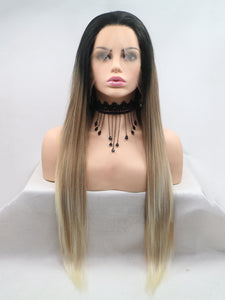 26"  Gradient Brown Lace Front Wig 558