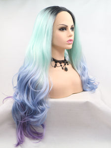 26" Gradient Blue Lace Front Wig 572