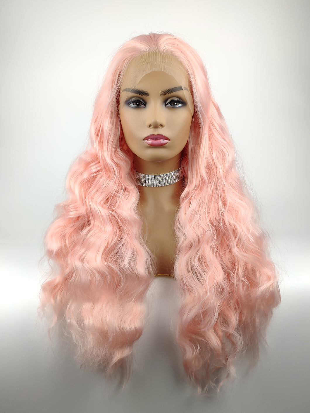 Sweet Pink Wavy Lace Front Wig 589