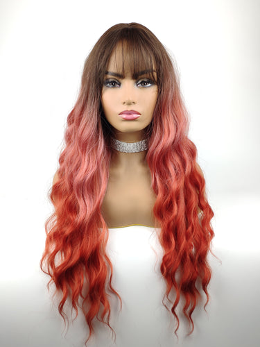 Gradient Orange Pink Regular Wig 257