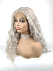 24" Gray Wavy Lace Front Wig 588