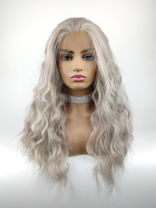 24" Gray Wavy Lace Front Wig 588