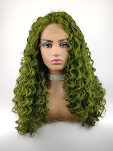 Pickle Green Curly Lace Front Wig 590