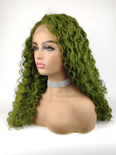 Load image into Gallery viewer, Pickle Green Curly Lace Front Wig 590