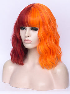 Half Red Half Orange Regular Wig 287