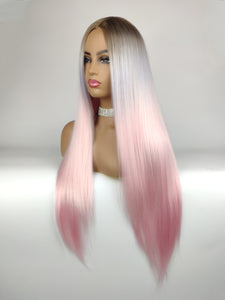 Rooted Blue to Pink Regular Wig 264