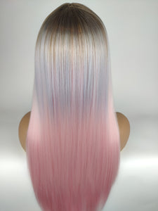 Rooted Blue to Pink Regular Wig 264