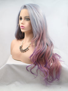 Gray Pink Mixed Lace Front Wig 640