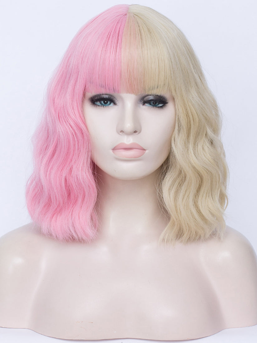 Half Pink Half Black Regular Wig 741