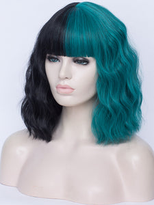 Half Black Half Green Regular Wig 739
