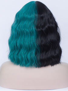 Half Black Half Green Regular Wig 739