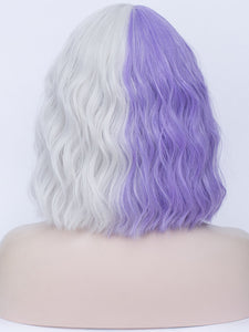 Half Purple Half White Regular Wig 744