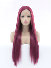 Load image into Gallery viewer, 26&quot; Fuchsia Red Lace Front Wig 545