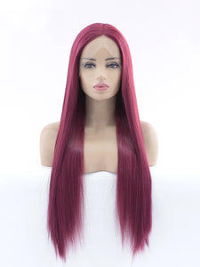 26" Fuchsia Red Lace Front Wig 545