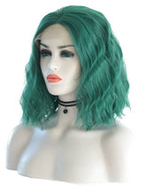 Load image into Gallery viewer, Teal Green Bob Wavy Lace Front Wig 027