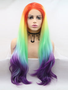 Rainbow Wavy Lace Front Wig 474