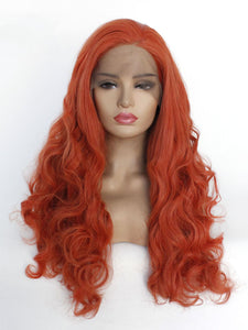 26" Rust Red Wavy Lace Front Wig 481