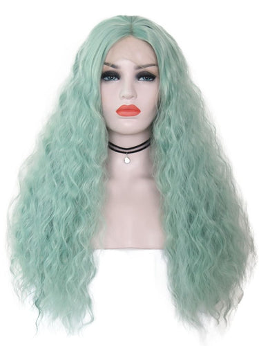 Light Cyan Wavy Lace Front Wig 075
