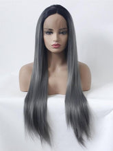 Load image into Gallery viewer, Black Root Dark Grey Lace Front Wig 160
