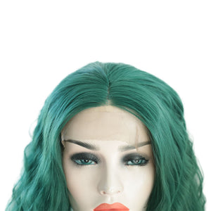 Teal Green Bob Wavy Lace Front Wig 027