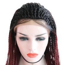 Load image into Gallery viewer, Black Root Wine Red Braided Lace Front Wig 093