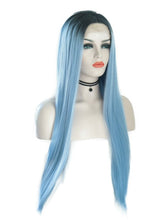 Load image into Gallery viewer, Black Root Pastel Blue Lace Front Wig 026