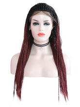 Load image into Gallery viewer, Black Root Wine Red Braided Lace Front Wig 093