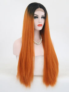 Rooted Pumpkin Orange Lace Front Wig 098