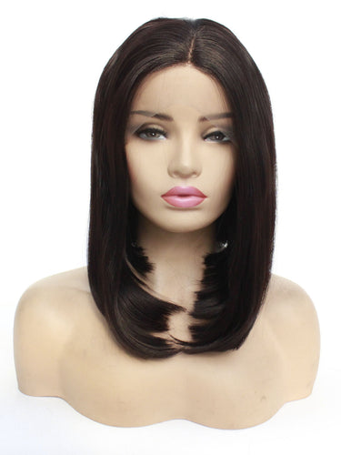 Darkest Brown Bob Lace Front Wig 586