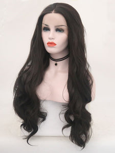 Darkest Brown Natural Wavy Lace Front Wig 022