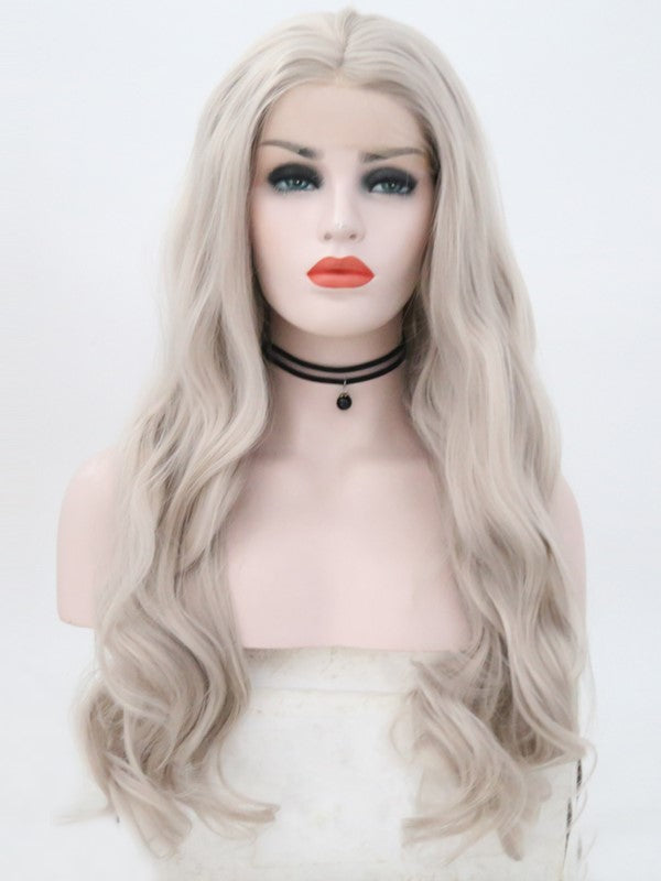 Light Gray Wavy Lace Front Wig 080