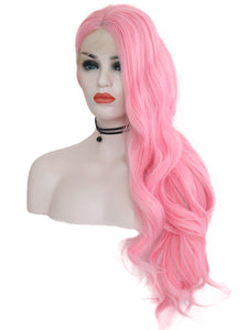 Cherry Blossom Pink Wavy Lace Front Wig 087