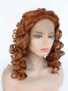 14“ Light Auburn Curly Lace Front Wig 584