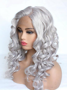 26" Metal Gray Curly Lace Front Wig 395