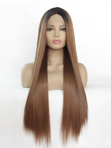 26" Rooted Auburn Lace Front Wig 445