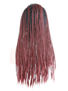 Black Root Wine Red Braided Lace Front Wig 093