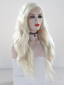 Ice White Blonde Wavy Lace Front Wig 023