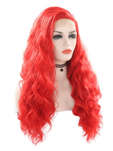 Hot Red Wavy Lace Front Wig 029