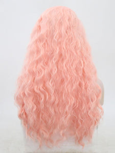 Sweet Light Pink Wavy Lace Front Wig 053