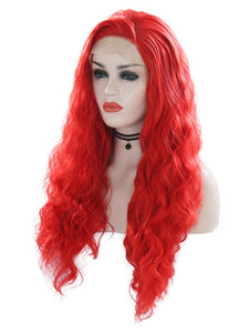 Hot Red Wavy Lace Front Wig 029