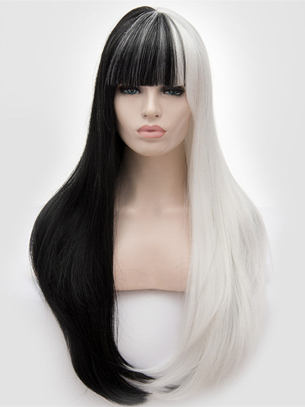 Half White Half Black Regular Wig 208