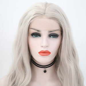 Light Gray Wavy Lace Front Wig 080