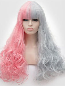 Half Pink Half Grey Regular Wig 218