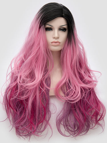 Mixed Pink Wavy Regular Wig 286