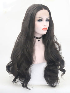 Darkest Brown Natural Wavy Lace Front Wig 022