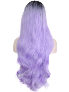 26" Rooted Pastel Violet Wavy Lace Front Wig 083