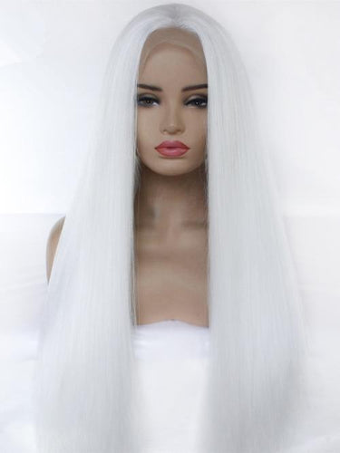 Pure White Yaki Straight Lace Front Wig 169