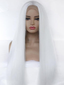 Pure White Yaki Straight Lace Front Wig 169